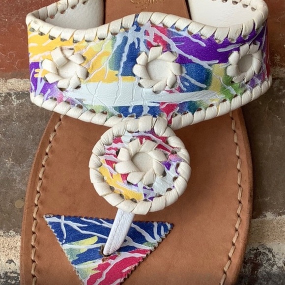 These VTG Jack Rogers leather splatter paint sandals go w/every Lilly on EARTH! - Picture 11 of 11